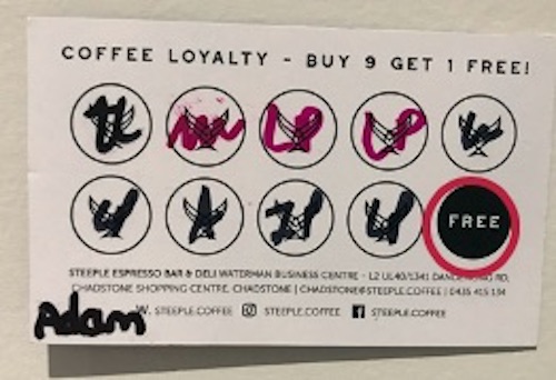 Loyalty program coffee card